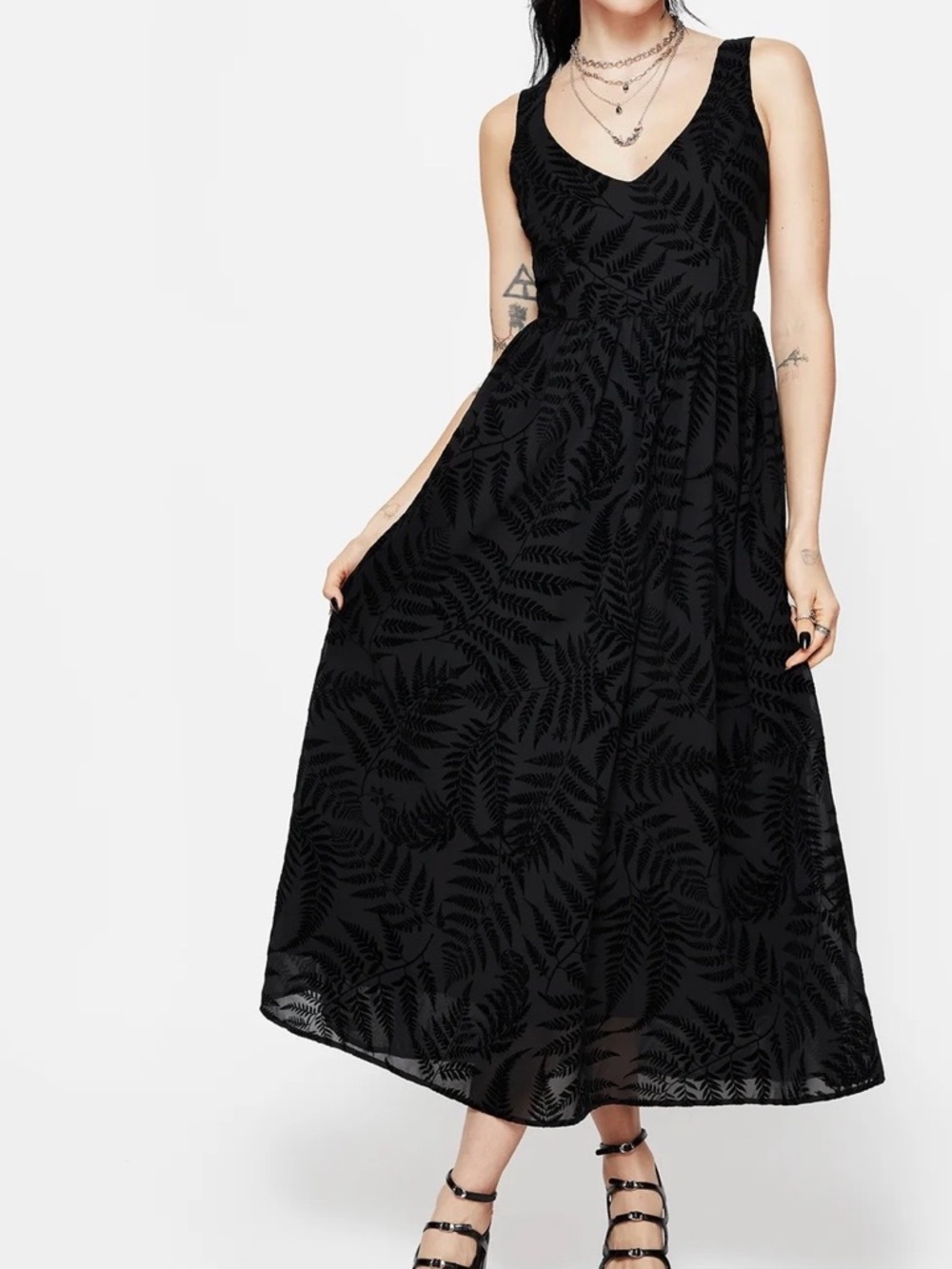 Disturbia Lunafern Cami Fern Printed Midaxi Dress